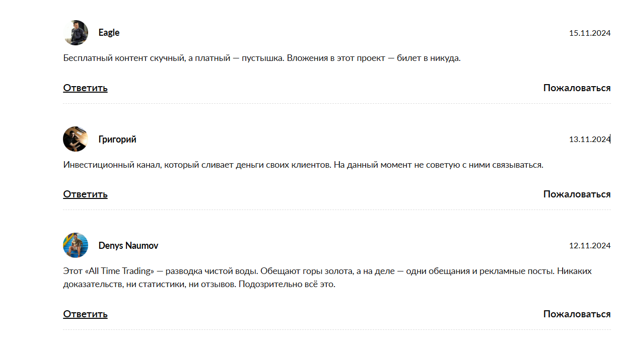 Отзывы о сигналах с канала TG ALL TIME TRADING