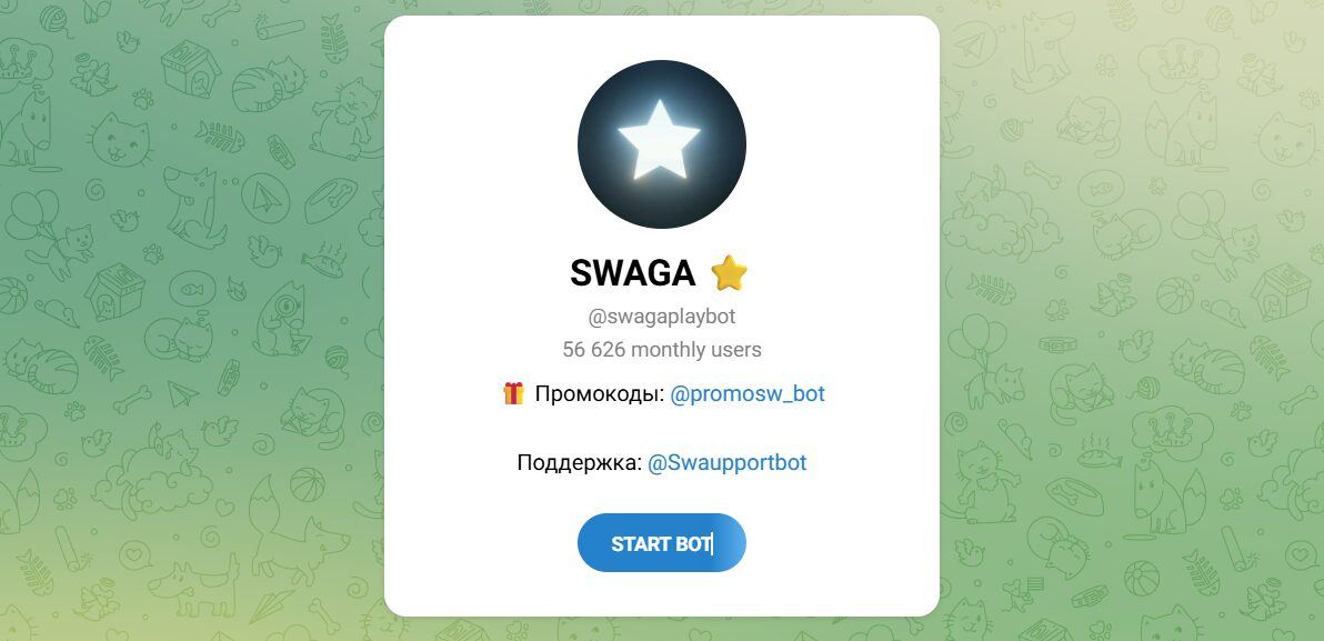 Внешний вид телеграм бота SWAGA