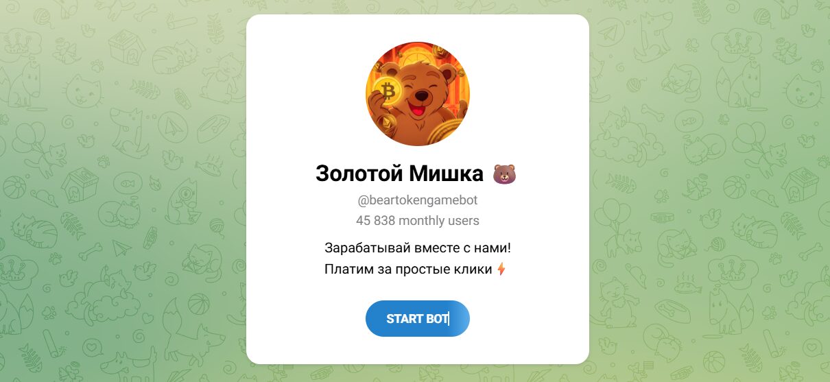 Внешний вид телеграм бота Золотой Мишка