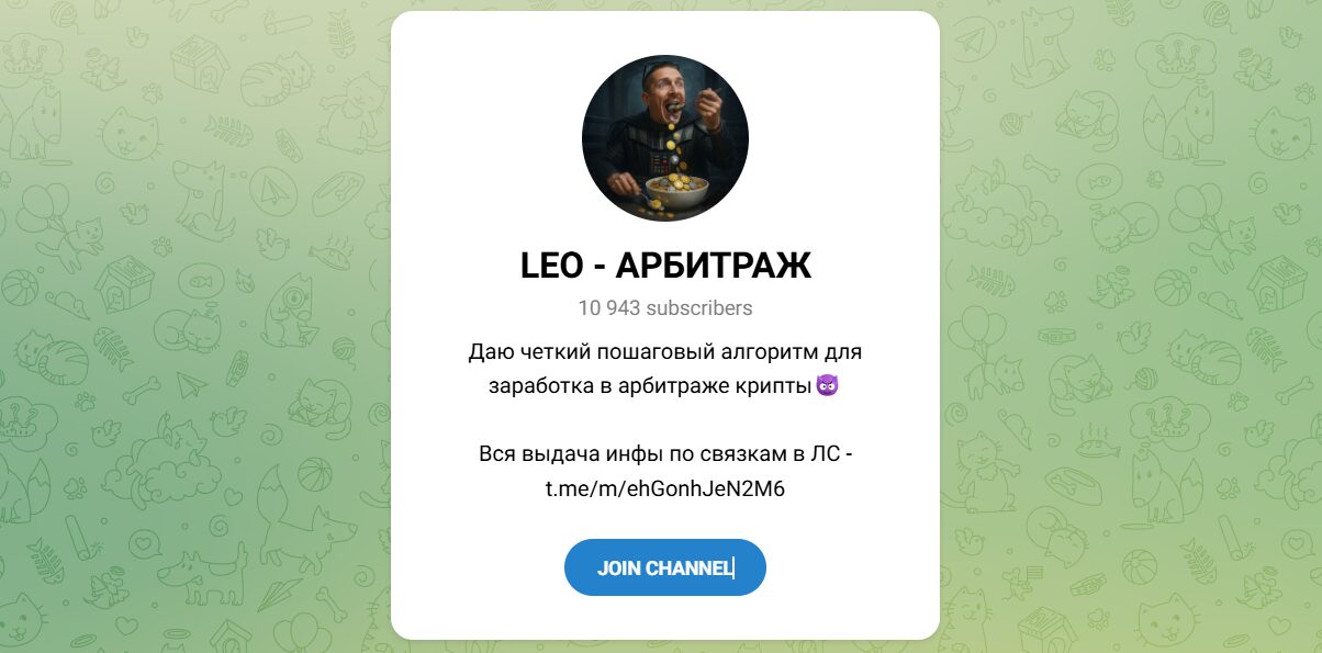Внешний вид телеграм канала LEO АРБИТРАЖ