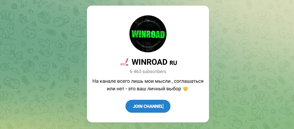 Внешний вид телеграм канала WINROAD