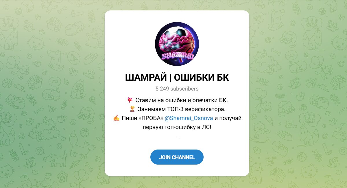 Внешний вид телеграм канала Шамрай Ошибки БК
