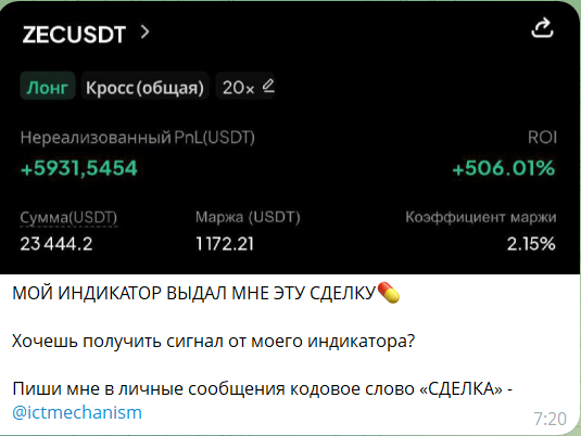 Приватные торги с трейдером телеграм-канала ICT Mechanism