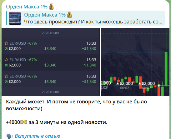 Приглашение в семью на канале TG Орден Макса 1%