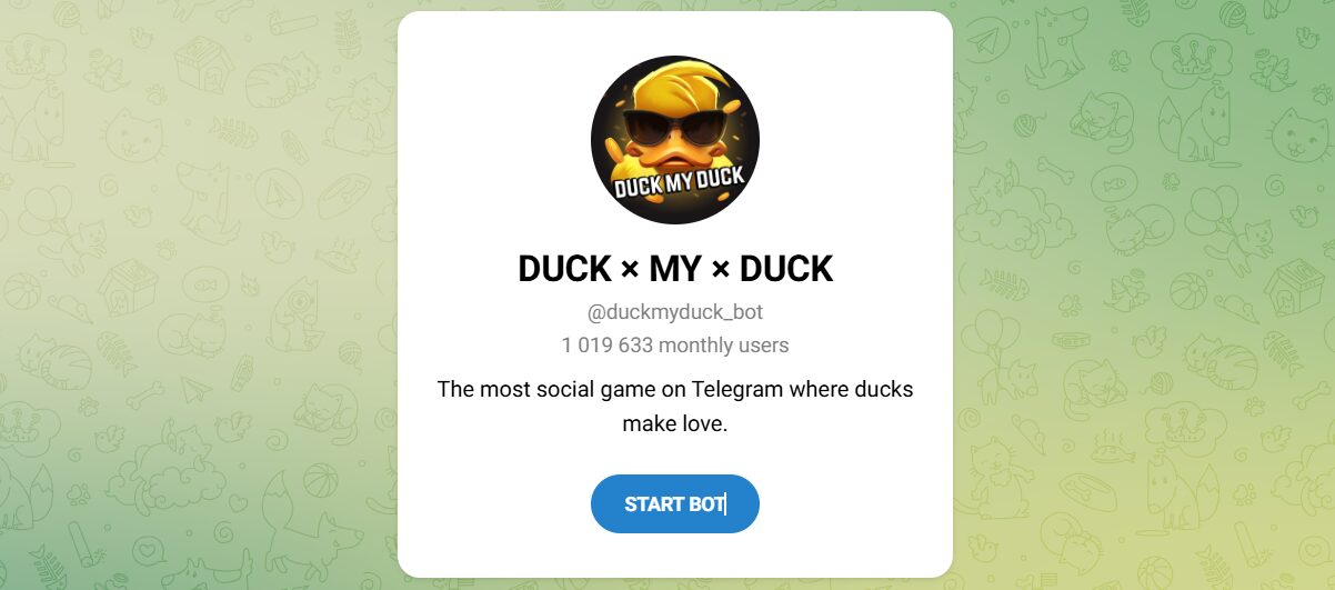Внешний вид телеграм бота DUCK × MY × DUCK