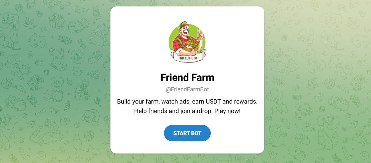 Внешний вид телеграм канала Friend Farm