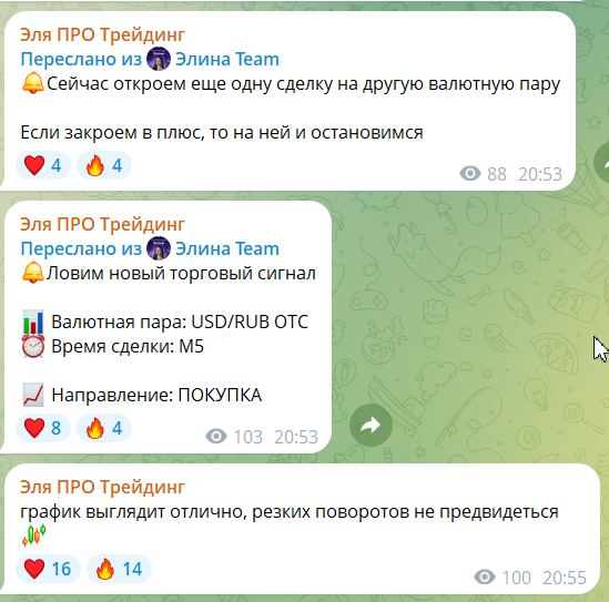 Бесплатный сигнал на канале в телеграме Элина Золотова