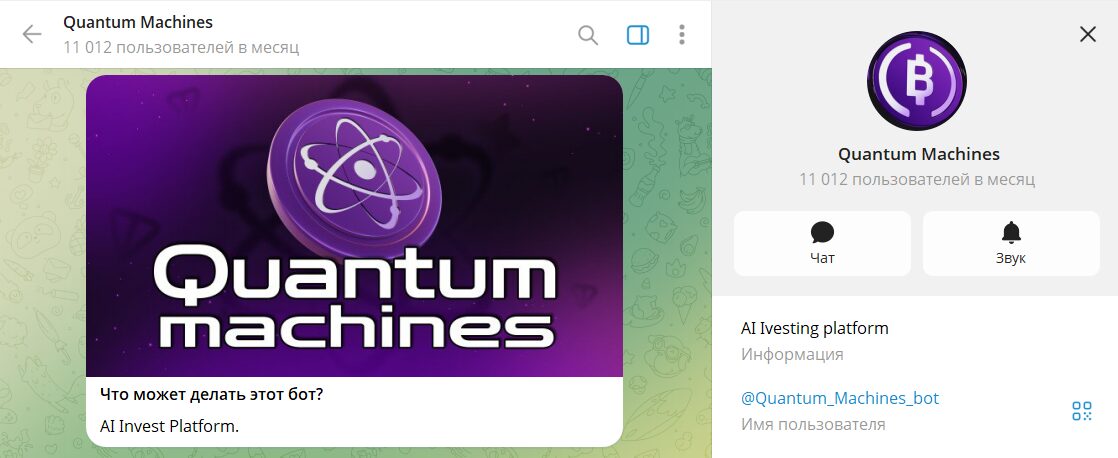 Описание мини приложения Quantum Machines в телеграме