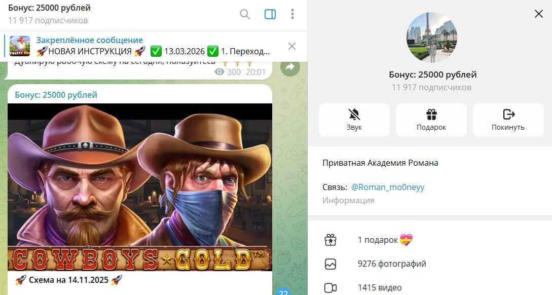 Вводные сведения по каналу в телеграмме Бонус 25000 рублей