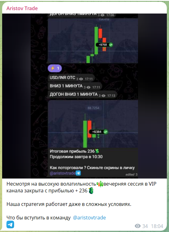 Приглашение в команду от трейдера Aristov Trade