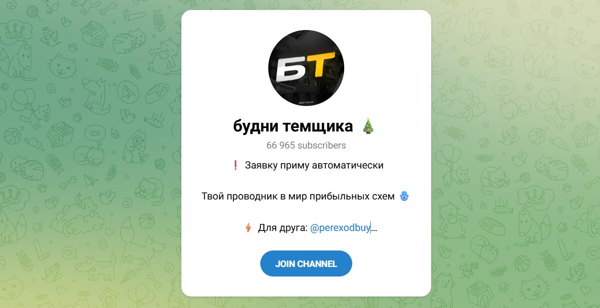 Внешний вид телеграм канала Будни темщика