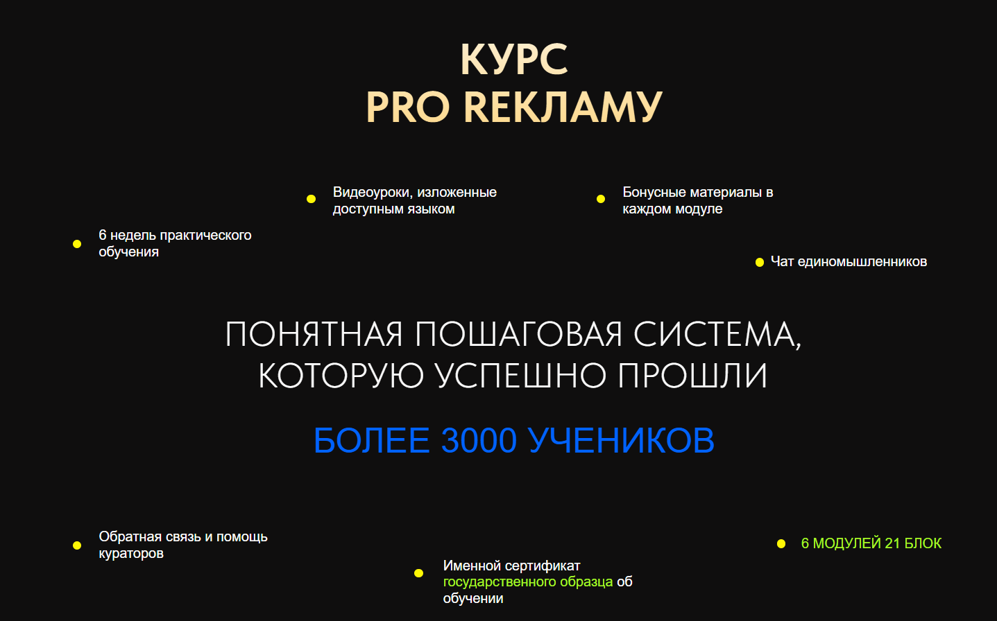 Описание курса обучения продвижению рекламу Дарьи Гнединой