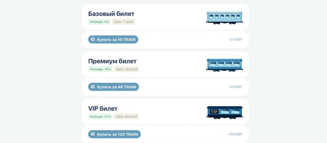 Условия по инвестициям в приложении Lucky Train