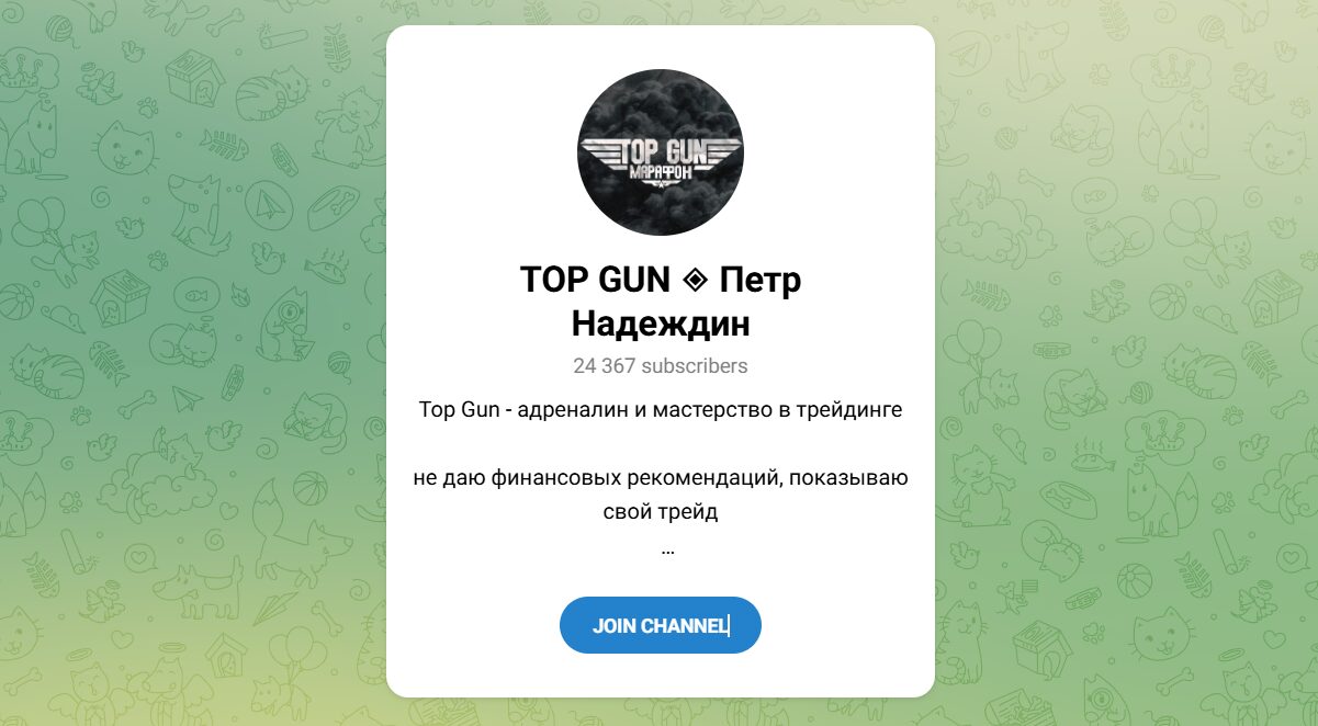 Внешний вид телеграм канала TOP GUN Петр Надеждин