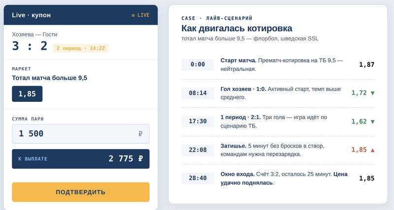 Как делать ставки на флорбол в лайве и прематче