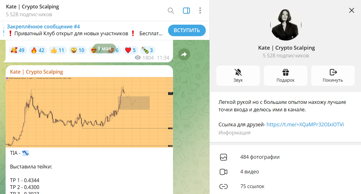 Что известно о канале в телеграмме Kate Crypto Scalping