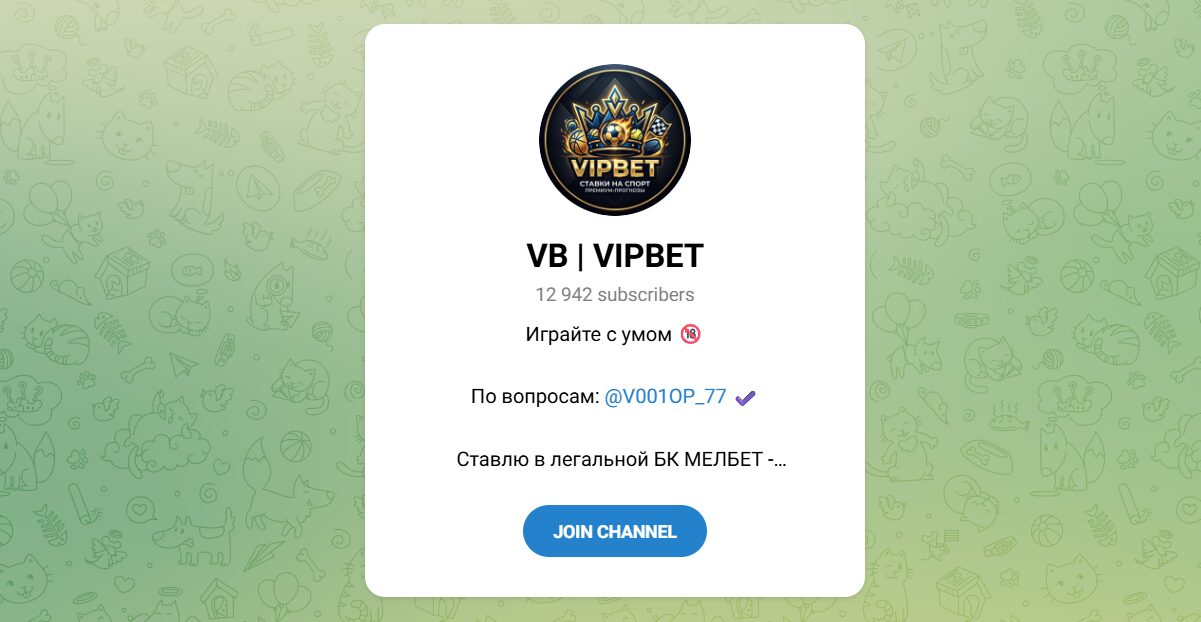 Внешний вид телеграм канала VB VIPBET