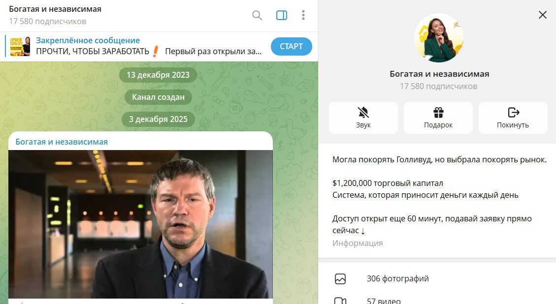 Вводные данные по каналу в телеграме Богатая и независимая