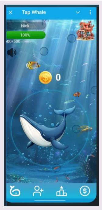Описание мини приложения Tap Whale @Tap_Whale_Bot