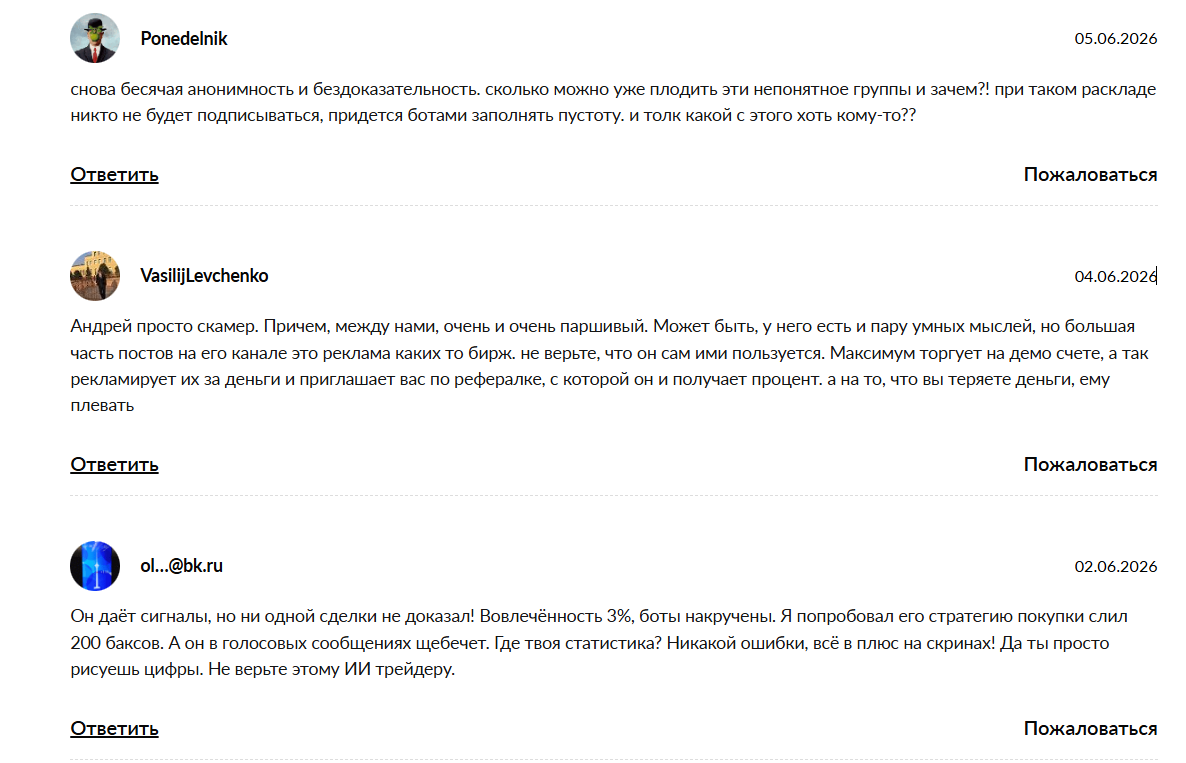 Жалобы на сигнала трейдера Андрея Раевского andrew_raevskiy