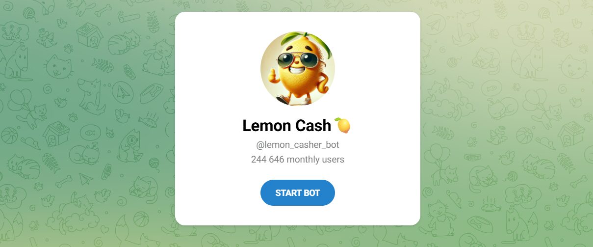 Внешний вид бота телеграм Lemon Cash