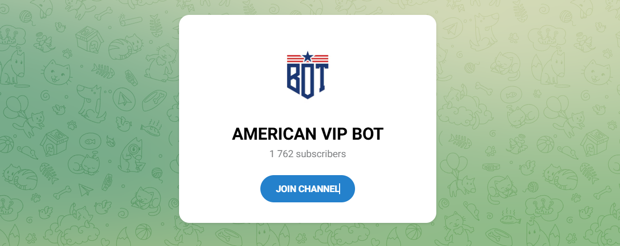 Внешний вид телеграм канала AMERICAN VIP BOT