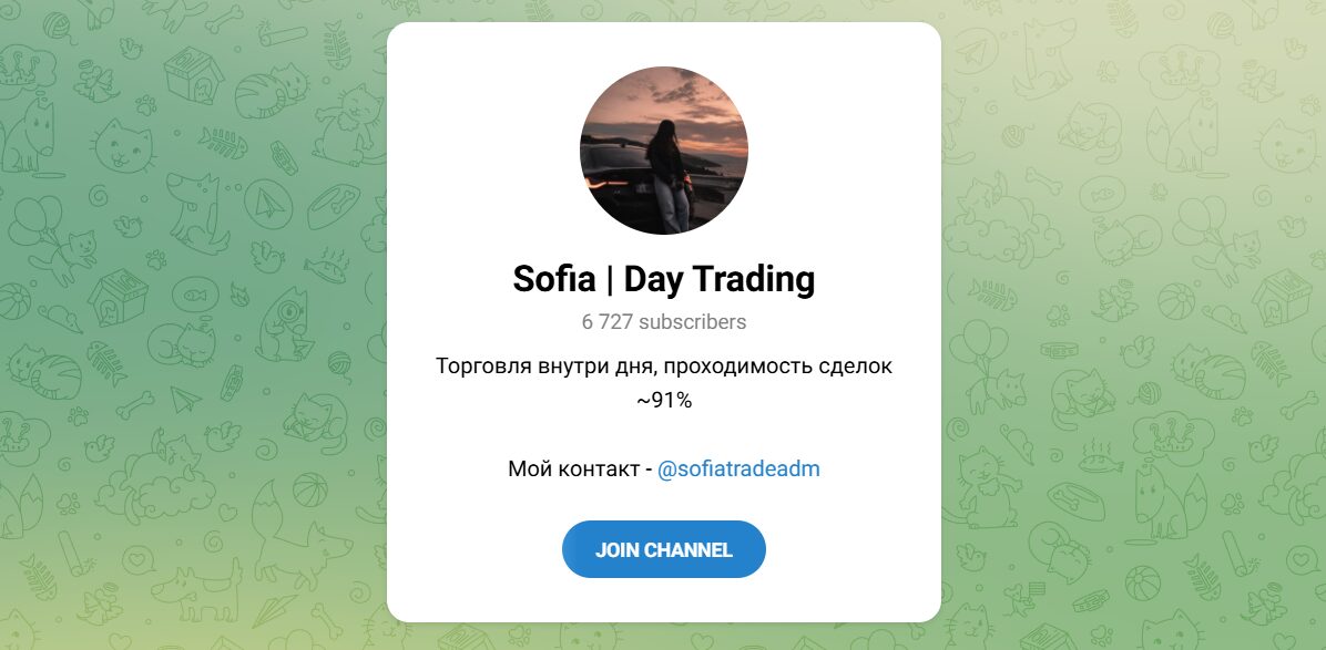 Внешний вид телеграм канала Sofia Day Trading