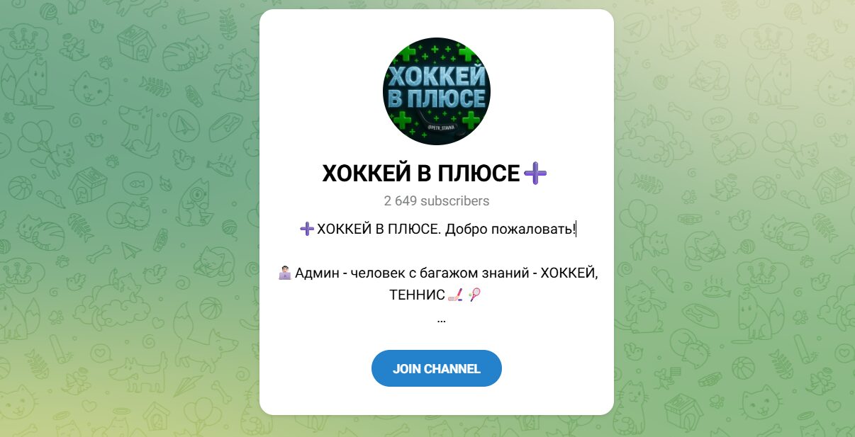 Внешний вид телеграм канала Хоккей в плюсе Внешний вид телеграм канала Хоккей в плюсе