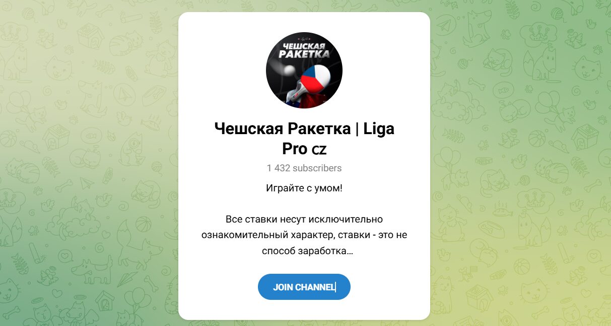 Внешний вид телеграм канала Чешская ракетка Liga Pro Внешний вид телеграм канала Чешская ракетка Liga Pro