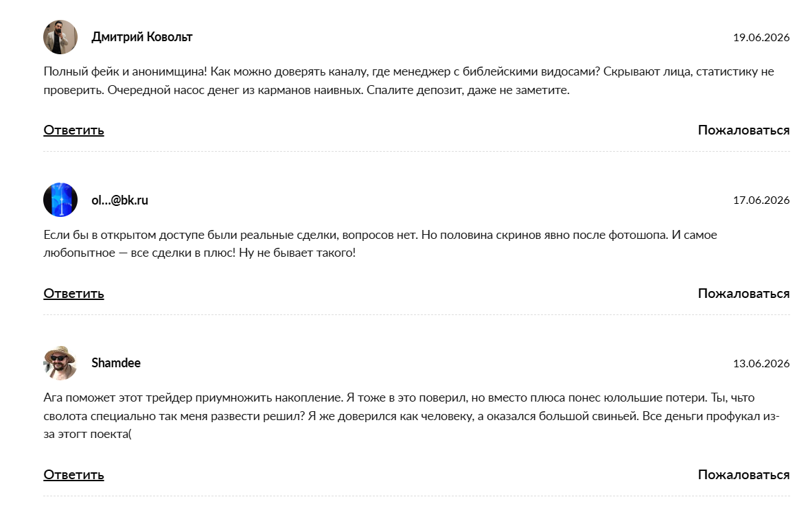 Жалобы на сигналы с канала Let’s Focus Trade в телеграме