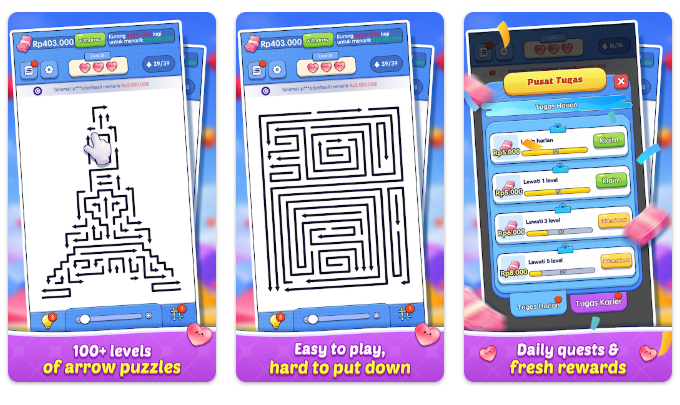 Игровой процесс в приложении Cash Arrows (Денежные стрелы)