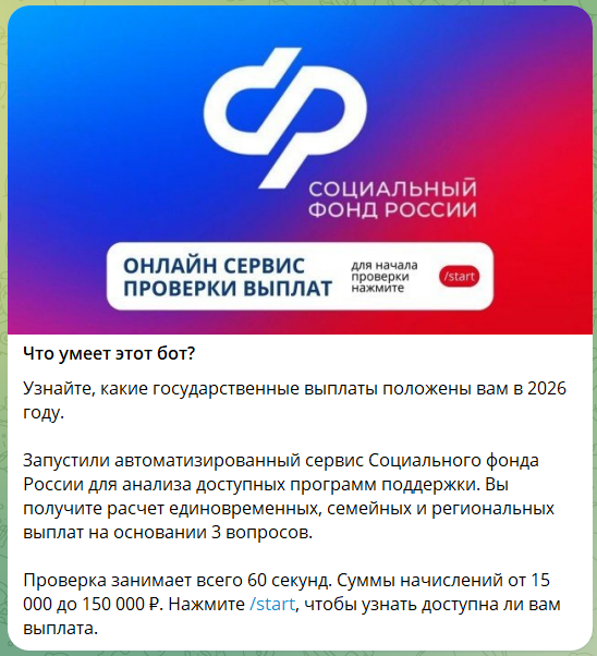 Информация по боту в телеграме ИНФОНД @tvoinfondibot