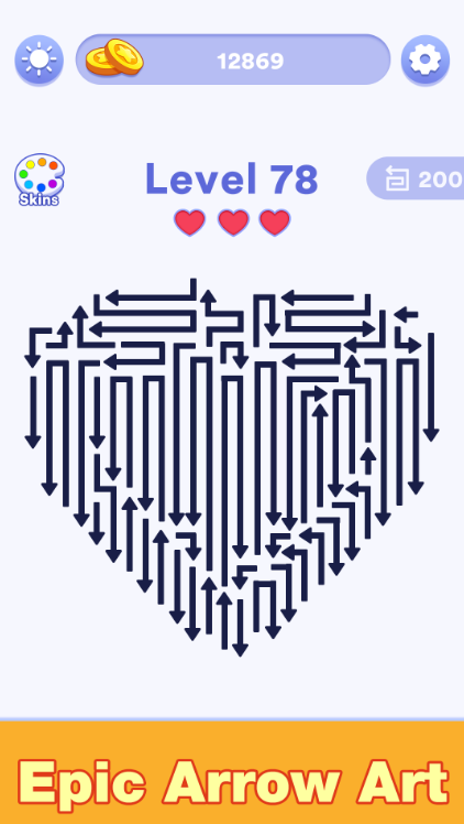 Повышение сложности в игре Arrow Maze Rush