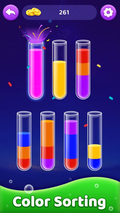 Суть игры Sort in Fluids