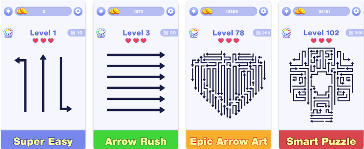 Внешний вид игры Arrow Maze Rush Внешний вид игры Arrow Maze Rush