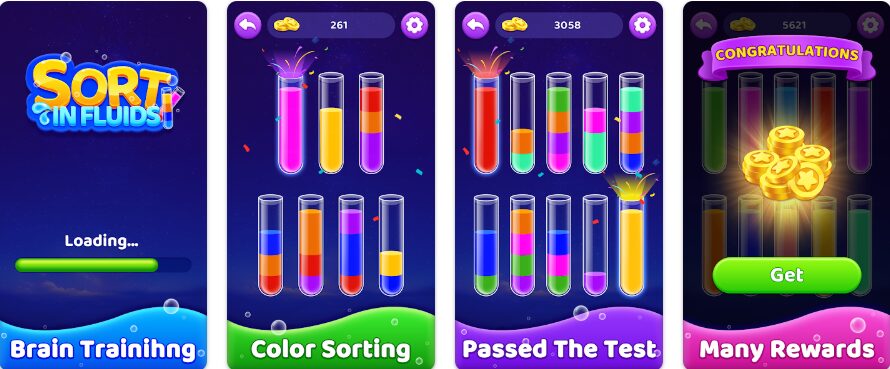 Внешний вид игры Sort in Fluids Внешний вид игры Sort in Fluids