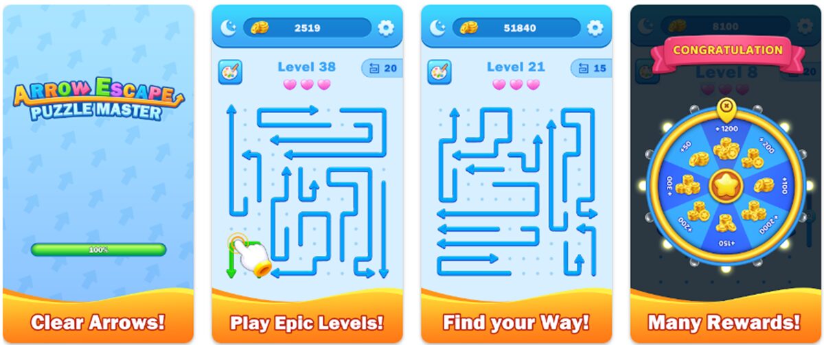 Внешний вид игры головоломки Arrow Escape Puzzle Master Внешний вид игры головоломки Arrow Escape Puzzle Master