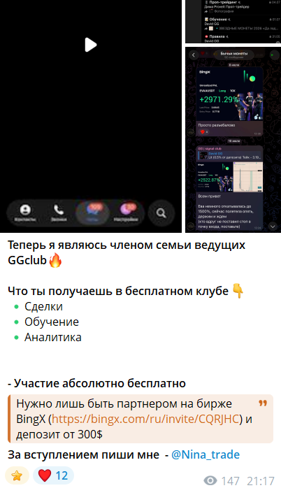 Закрытый клуб Ninelle копи-трейдинг с торговыми сигналами