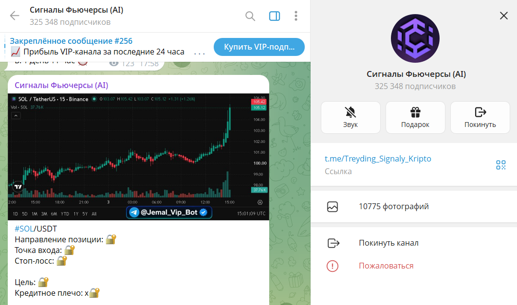 Описание телеграм-канала Сигналы Фьючерсы (AI)