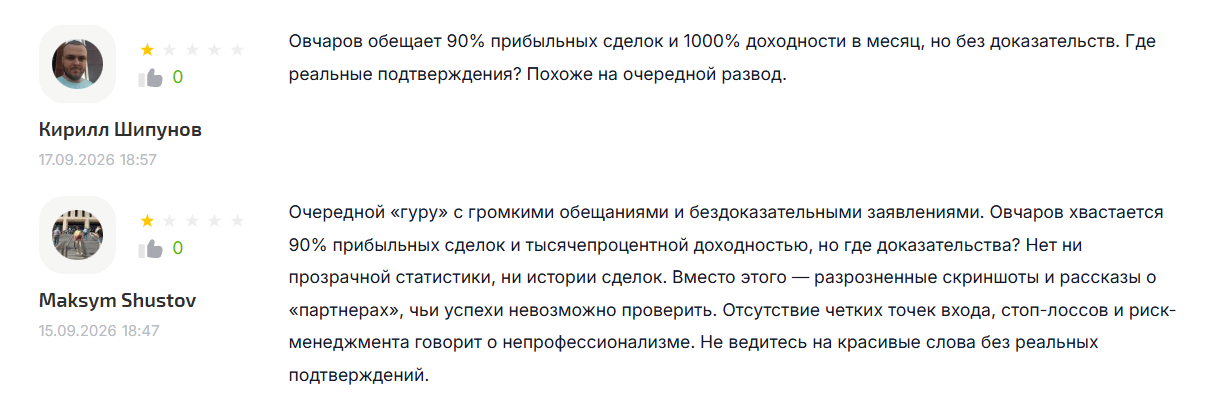 Отрицательные отзывы о канале в телеграме Овчаров - 32dogs