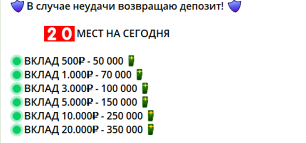 Условия по инвестициям